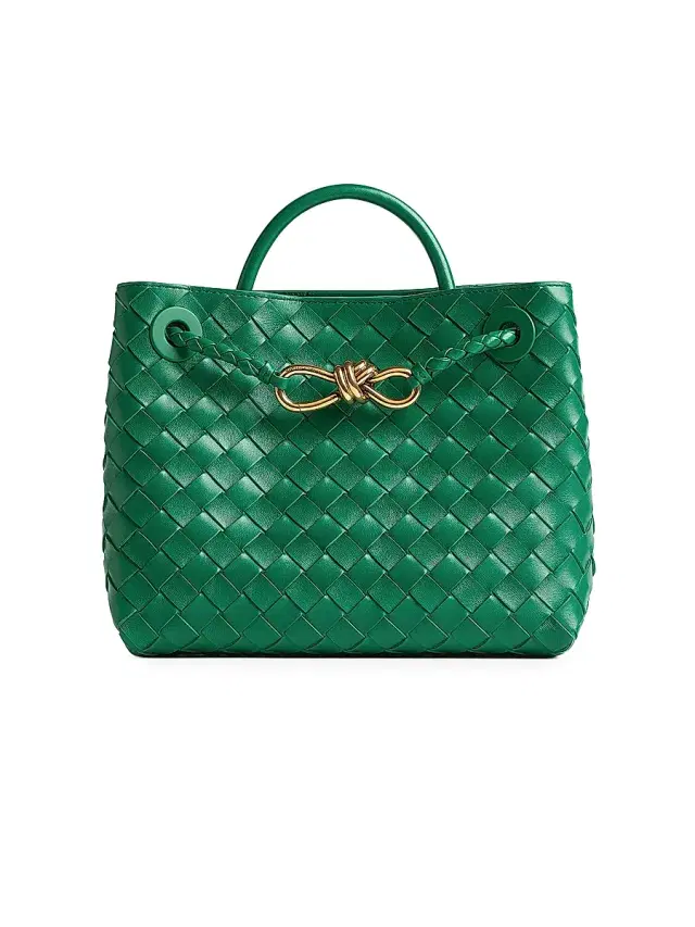 Women's Andiamo Intrecciato Leather Top-Handle Bag - Green Women's Andiamo Intrecciato Leather Top-Handle Bag - Green