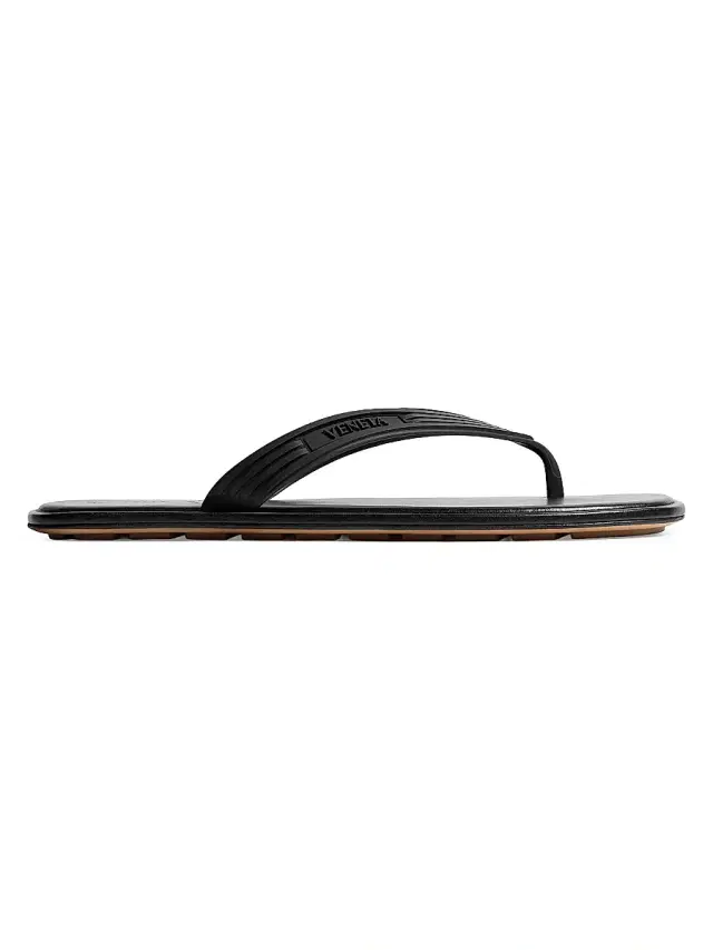 Bottega Veneta Men's Sampieri Logo Slip-On Sandals - Black