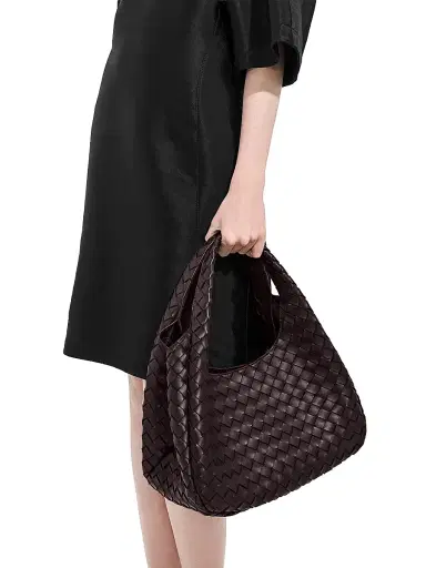 Bottega Veneta Women's Medium Campana Intrecciato Leather Shoulder Bag - Fondant Brass | Thumbnail 2