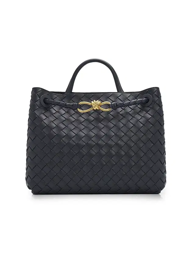 Bottega Veneta Women's Andiamo  Intrecciato Leather Top-Handle Bag - Midnight