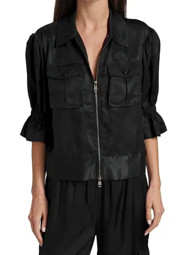 Cinq à Sept Women's Holly Puff-Sleeve Utility Jacket - Black - Size XL | Thumbnail 3 Cinq à Sept Women's Holly Puff-Sleeve Utility Jacket - Black - Size XL | Thumbnail 3