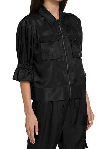Cinq à Sept Women's Holly Puff-Sleeve Utility Jacket - Black - Size XL | Thumbnail 4 Cinq à Sept Women's Holly Puff-Sleeve Utility Jacket - Black - Size XL | Thumbnail 4