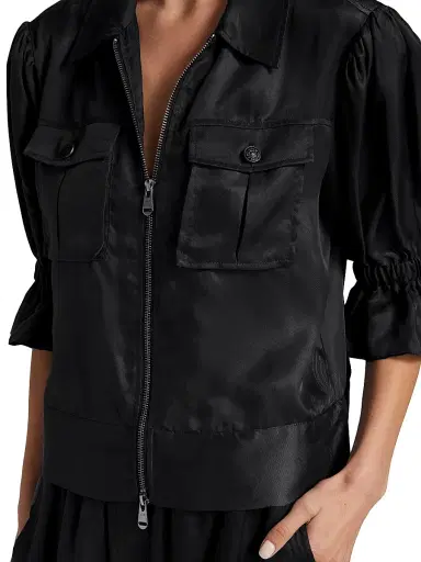 Cinq à Sept Women's Holly Puff-Sleeve Utility Jacket - Black - Size XL | Thumbnail 6 Cinq à Sept Women's Holly Puff-Sleeve Utility Jacket - Black - Size XL | Thumbnail 6