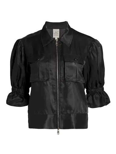 Cinq à Sept Women's Holly Puff-Sleeve Utility Jacket - Black - Size XL | Thumbnail 1 Cinq à Sept Women's Holly Puff-Sleeve Utility Jacket - Black - Size XL | Thumbnail 1