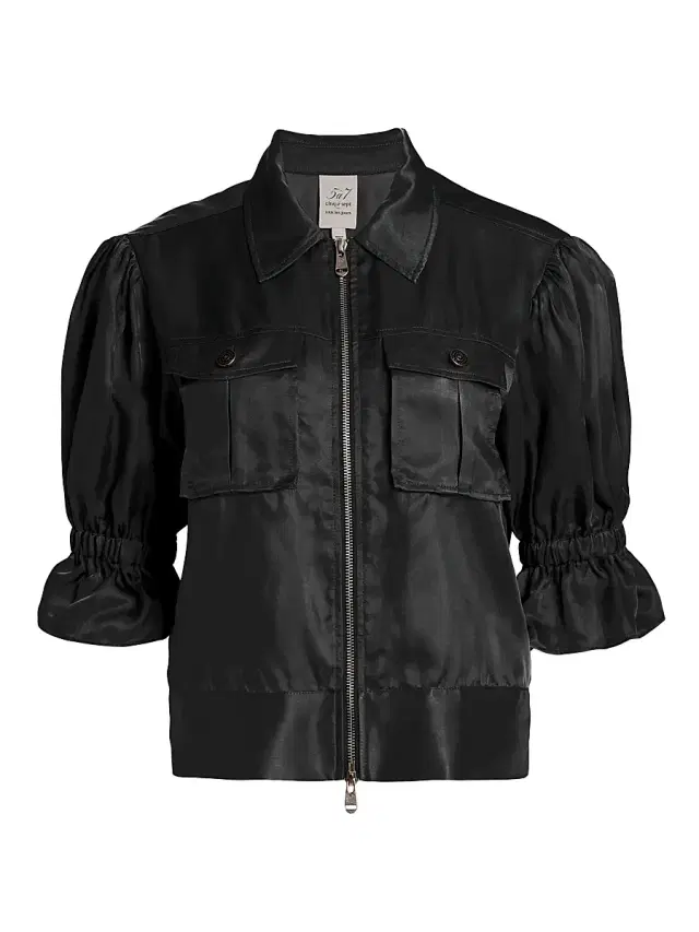 Cinq à Sept Women's Holly Puff-Sleeve Utility Jacket - Black