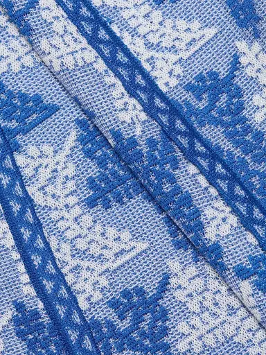 Misook Women's Botanical Intarsia-Knit Fit-&-Flare Maxi Dress - Aegean Blue White - Size XXL | Thumbnail 7