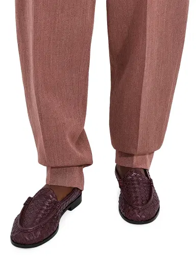 Bottega Veneta Women's Silenzio Intrecciato Leather Loafers - Deep Mahogany - Size 10.5 | Thumbnail 4