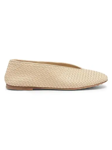 Bottega Veneta Women's Rosa Intrecciato Leather Flats - Tufo - Size 6 | Thumbnail 1 Bottega Veneta Women's Rosa Intrecciato Leather Flats - Tufo - Size 6 | Thumbnail 1