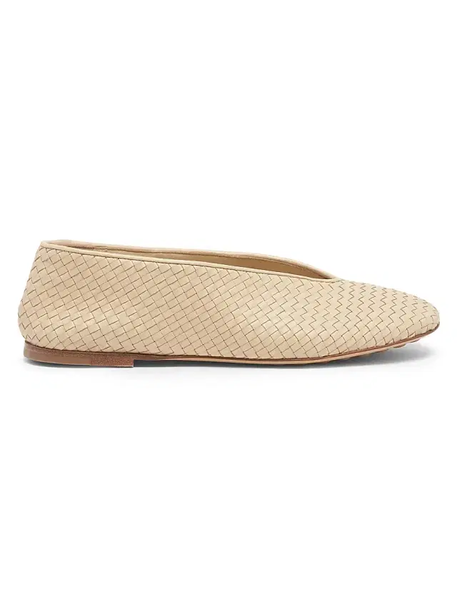 Bottega Veneta Women's Rosa Intrecciato Leather Flats - Tufo