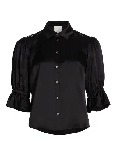 Cinq à Sept Women's Fiona Silk Puff-Sleeve Blouse - Black - Size XL | Thumbnail 1 Cinq à Sept Women's Fiona Silk Puff-Sleeve Blouse - Black - Size XL | Thumbnail 1