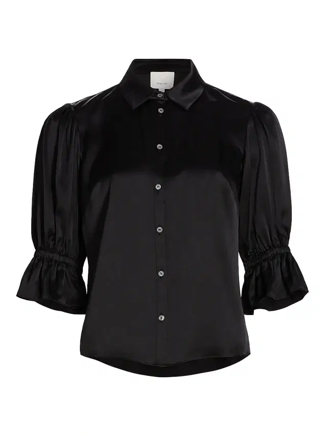 Cinq à Sept Women's Fiona Silk Puff-Sleeve Blouse - Black