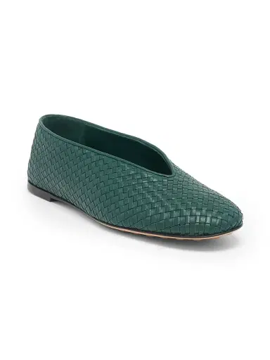 Bottega Veneta Women's Rosa Intrecciato Leather Flats | Thumbnail 2 Bottega Veneta Women's Rosa Intrecciato Leather Flats | Thumbnail 2