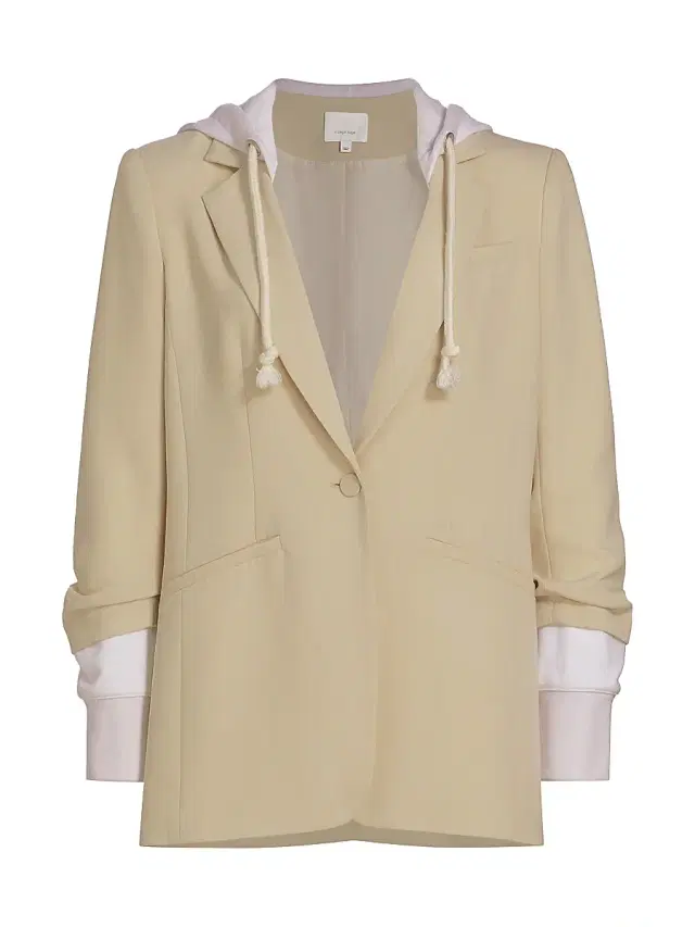 Women's Khloe Hooded Blazer - Khaki White
