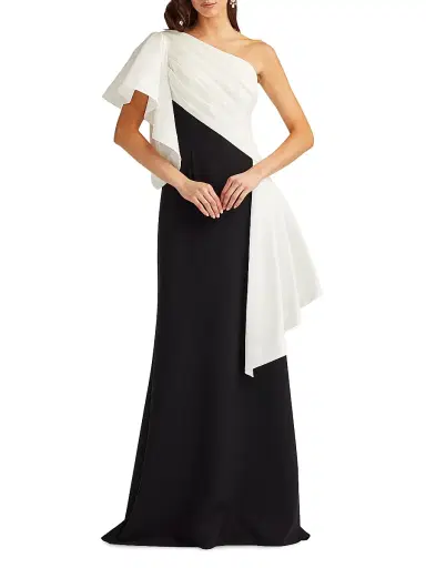 Tadashi Shoji Women's Pleated Draped One-Shoulder Gown | Thumbnail 2 Tadashi Shoji Women's Pleated Draped One-Shoulder Gown | Thumbnail 2