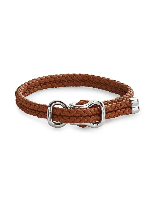 Men's Braided Leather Bracelet - Amber