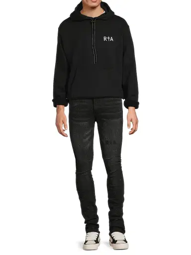 RTA Men's Dion Cross Cotton Hoodie - Black White Cross - Size Small | Thumbnail 2 RTA Men's Dion Cross Cotton Hoodie - Black White Cross - Size Small | Thumbnail 2
