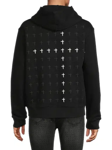 RTA Men's Dion Cross Cotton Hoodie - Black White Cross - Size Small | Thumbnail 5 RTA Men's Dion Cross Cotton Hoodie - Black White Cross - Size Small | Thumbnail 5