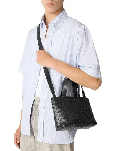 Bottega Veneta Men's Mini Intrecciato Leather Zip Tote Bag | Thumbnail 2 Bottega Veneta Men's Mini Intrecciato Leather Zip Tote Bag | Thumbnail 2