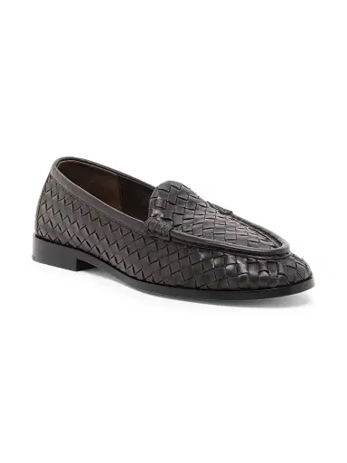Bottega Veneta Women's Silenzio Intrecciato Leather Loafers - Espresso - Size 12 | Thumbnail 2