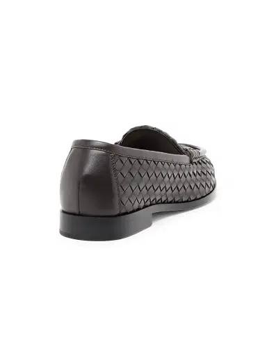 Bottega Veneta Women's Silenzio Intrecciato Leather Loafers - Espresso - Size 12 | Thumbnail 3