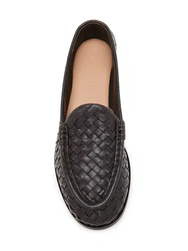 Bottega Veneta Women's Silenzio Intrecciato Leather Loafers - Espresso - Size 12 | Thumbnail 4