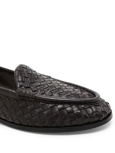 Bottega Veneta Women's Silenzio Intrecciato Leather Loafers - Espresso - Size 12 | Thumbnail 5