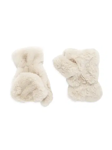 Apparis Women's Coco Faux Fur Flip-Top Mittens - Latte | Thumbnail 2