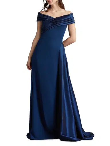 Tadashi Shoji Women's Elysian Draped Overlay Train Gown | Thumbnail 2 Tadashi Shoji Women's Elysian Draped Overlay Train Gown | Thumbnail 2