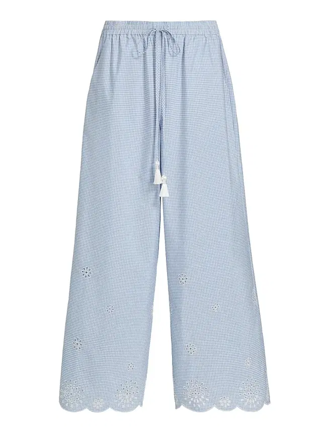 Cinq à Sept Women's Alba Eyelet Embroidered Gingham Cotton-Blend Pants - Lilac Opal