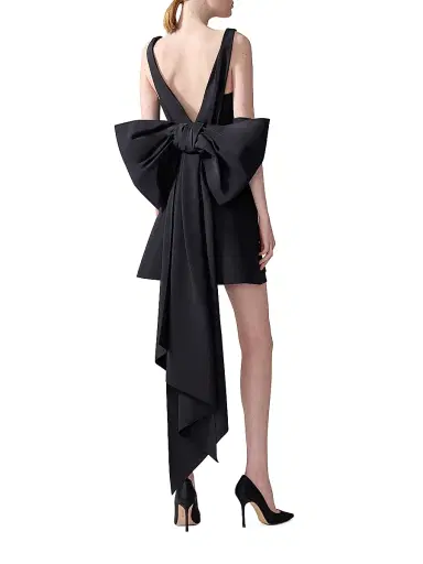 Carolina Herrera Women's Nicola Silk Bow Minidress - Black - Size 10 | Thumbnail 3 Carolina Herrera Women's Nicola Silk Bow Minidress - Black - Size 10 | Thumbnail 3