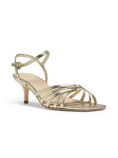 Cinq à Sept Women's Malia Strappy Leather Kitten-Heel Sandals - Light Gold Metallic - Size 10 | Thumbnail 2