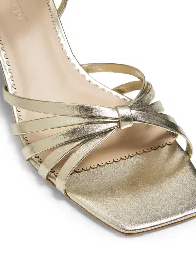 Cinq à Sept Women's Malia Strappy Leather Kitten-Heel Sandals - Light Gold Metallic - Size 10 | Thumbnail 5