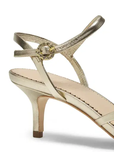 Cinq à Sept Women's Malia Strappy Leather Kitten-Heel Sandals - Light Gold Metallic - Size 10 | Thumbnail 6