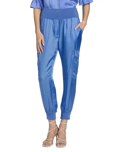 Cinq à Sept Women's Giles Twill Cargo Joggers - Cobalt Wave | Thumbnail 3