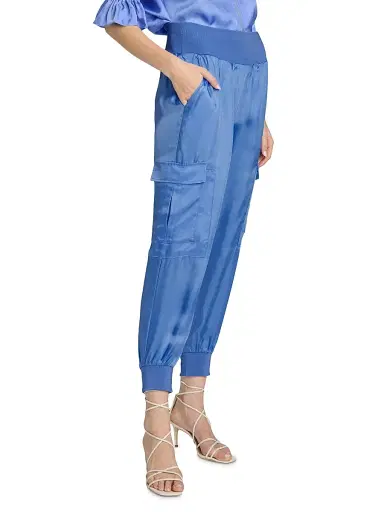 Cinq à Sept Women's Giles Twill Cargo Joggers - Cobalt Wave | Thumbnail 4
