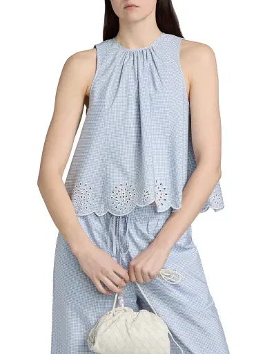 Cinq à Sept Women's Jessa Gingham Eyelet Cotton-Blend Top - Lilac Opal | Thumbnail 3 Cinq à Sept Women's Jessa Gingham Eyelet Cotton-Blend Top - Lilac Opal | Thumbnail 3