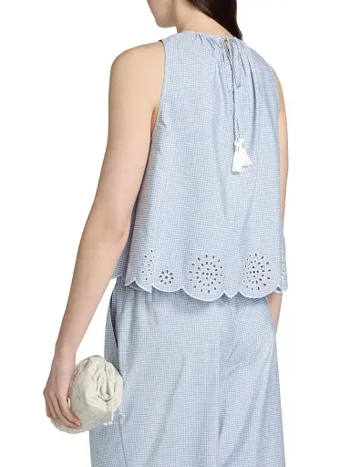 Cinq à Sept Women's Jessa Gingham Eyelet Cotton-Blend Top - Lilac Opal | Thumbnail 5 Cinq à Sept Women's Jessa Gingham Eyelet Cotton-Blend Top - Lilac Opal | Thumbnail 5
