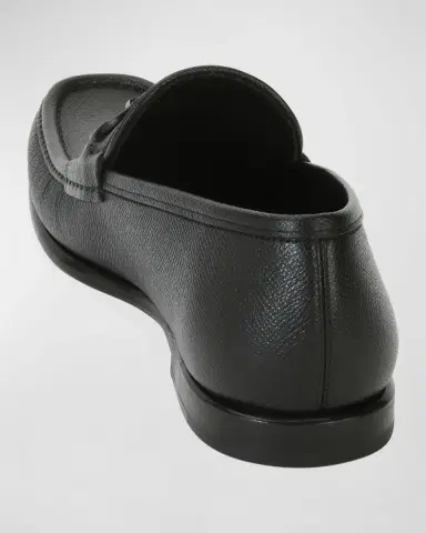 Ferragamo Men's Crown Textured Leather Gancini Moccasin Loafers | Thumbnail 3 Ferragamo Men's Crown Textured Leather Gancini Moccasin Loafers | Thumbnail 3