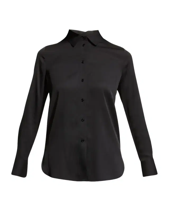Vince Slim-Fit Long-Sleeve Stretch-Silk Blouse
