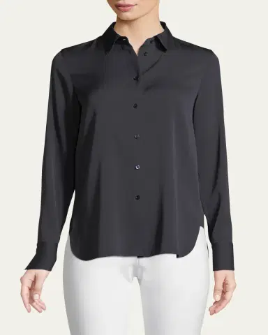 Vince Slim-Fit Long-Sleeve Stretch-Silk Blouse | Thumbnail 3 Vince Slim-Fit Long-Sleeve Stretch-Silk Blouse | Thumbnail 3
