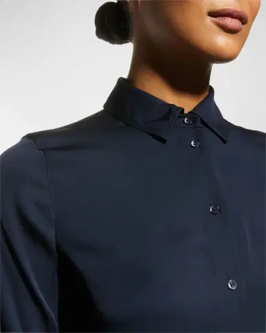 Vince Slim-Fit Long-Sleeve Stretch-Silk Blouse | Thumbnail 4 Vince Slim-Fit Long-Sleeve Stretch-Silk Blouse | Thumbnail 4