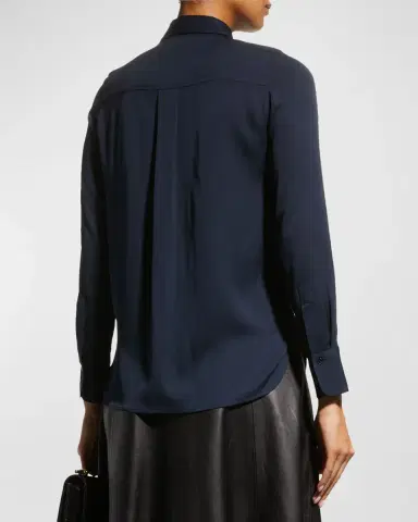 Vince Slim-Fit Long-Sleeve Stretch-Silk Blouse | Thumbnail 5 Vince Slim-Fit Long-Sleeve Stretch-Silk Blouse | Thumbnail 5