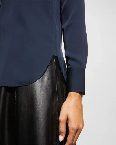 Vince Slim-Fit Long-Sleeve Stretch-Silk Blouse | Thumbnail 6 Vince Slim-Fit Long-Sleeve Stretch-Silk Blouse | Thumbnail 6