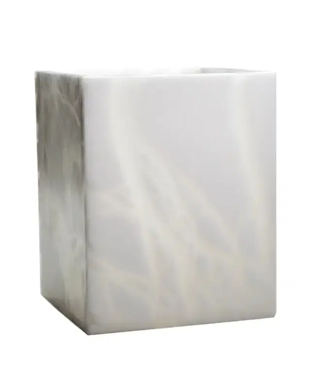 Labrazel Alisa Alabaster Wastebasket, White