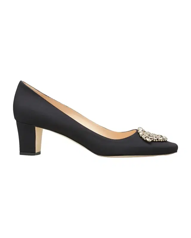 Manolo Blahnik Okkato Low-Heel Crepe Pumps
