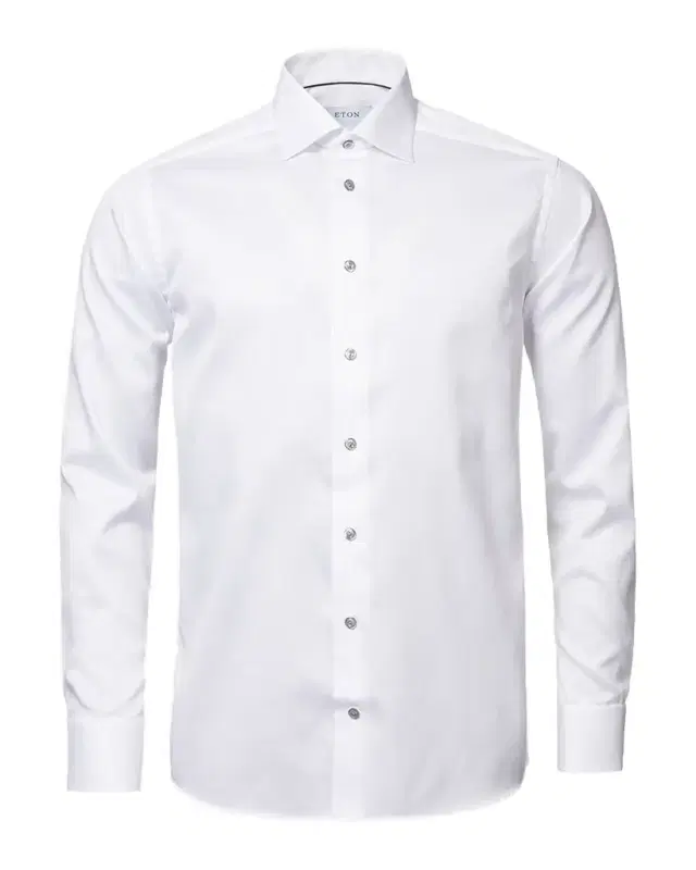 Contemporary-Fit Twill Shirt with Gray Buttons