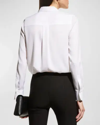 Vince Slim-Fit Long-Sleeve Stretch-Silk Blouse | Thumbnail 3 Vince Slim-Fit Long-Sleeve Stretch-Silk Blouse | Thumbnail 3
