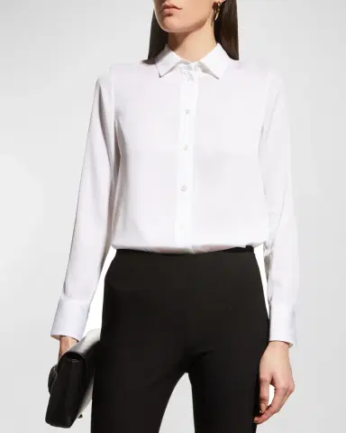 Vince Slim-Fit Long-Sleeve Stretch-Silk Blouse | Thumbnail 4 Vince Slim-Fit Long-Sleeve Stretch-Silk Blouse | Thumbnail 4