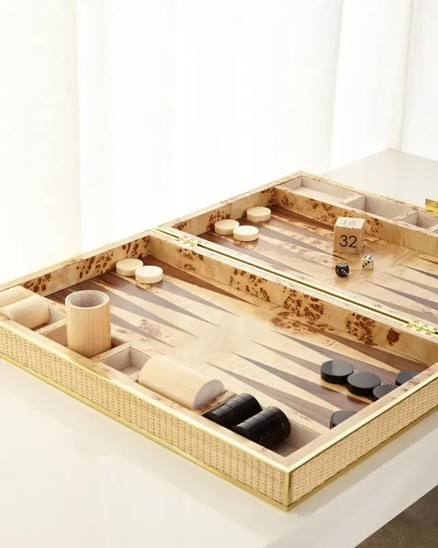 AERIN Cane Backgammon Set