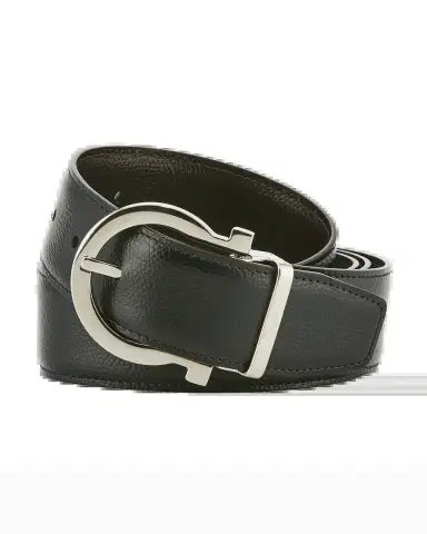 Ferragamo Men's Stamped Leather Gancio Buckle Belt | Thumbnail 2 Ferragamo Men's Stamped Leather Gancio Buckle Belt | Thumbnail 2